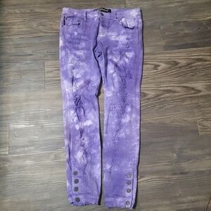 Valabasas Mens Purple Tie-Dye Distressed Jeans Size 32 Stacked